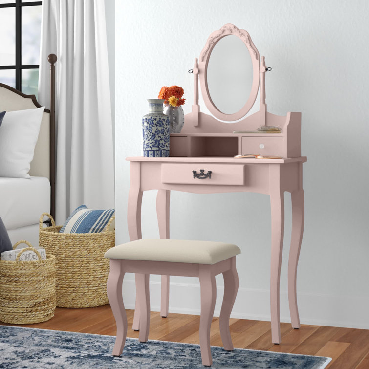 Three Posts Arnold Dressing Table Set with Mirror & Reviews Wayfair.co.uk